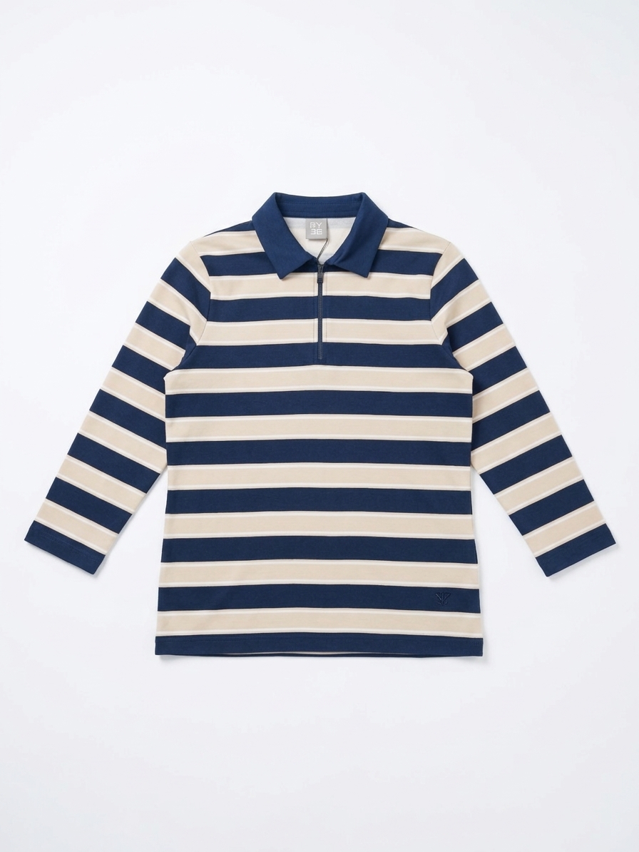 Rabe polo kraag shirt met rits gestreept